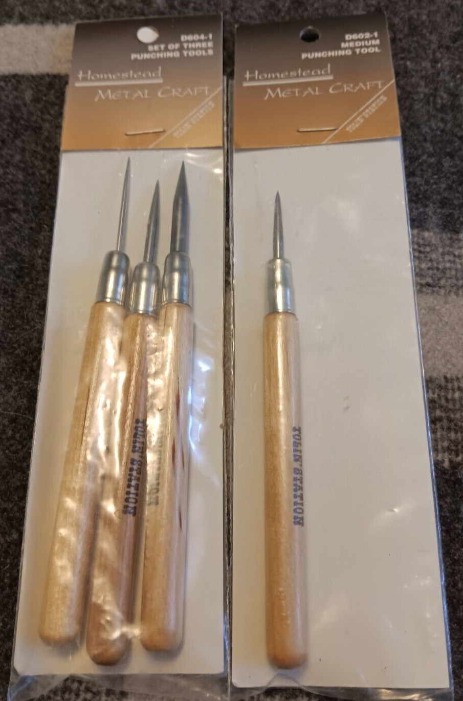 Four Homestead PUNCHING TOOLS in two packages D602-1 and D604-1 New