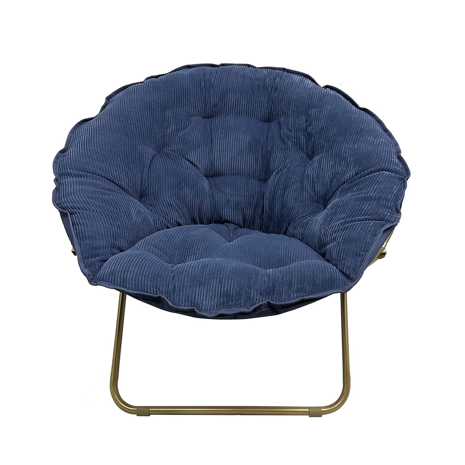 Corduroy Saucer Chair for Kids and Teens with Gold Legs, Washed Indigo