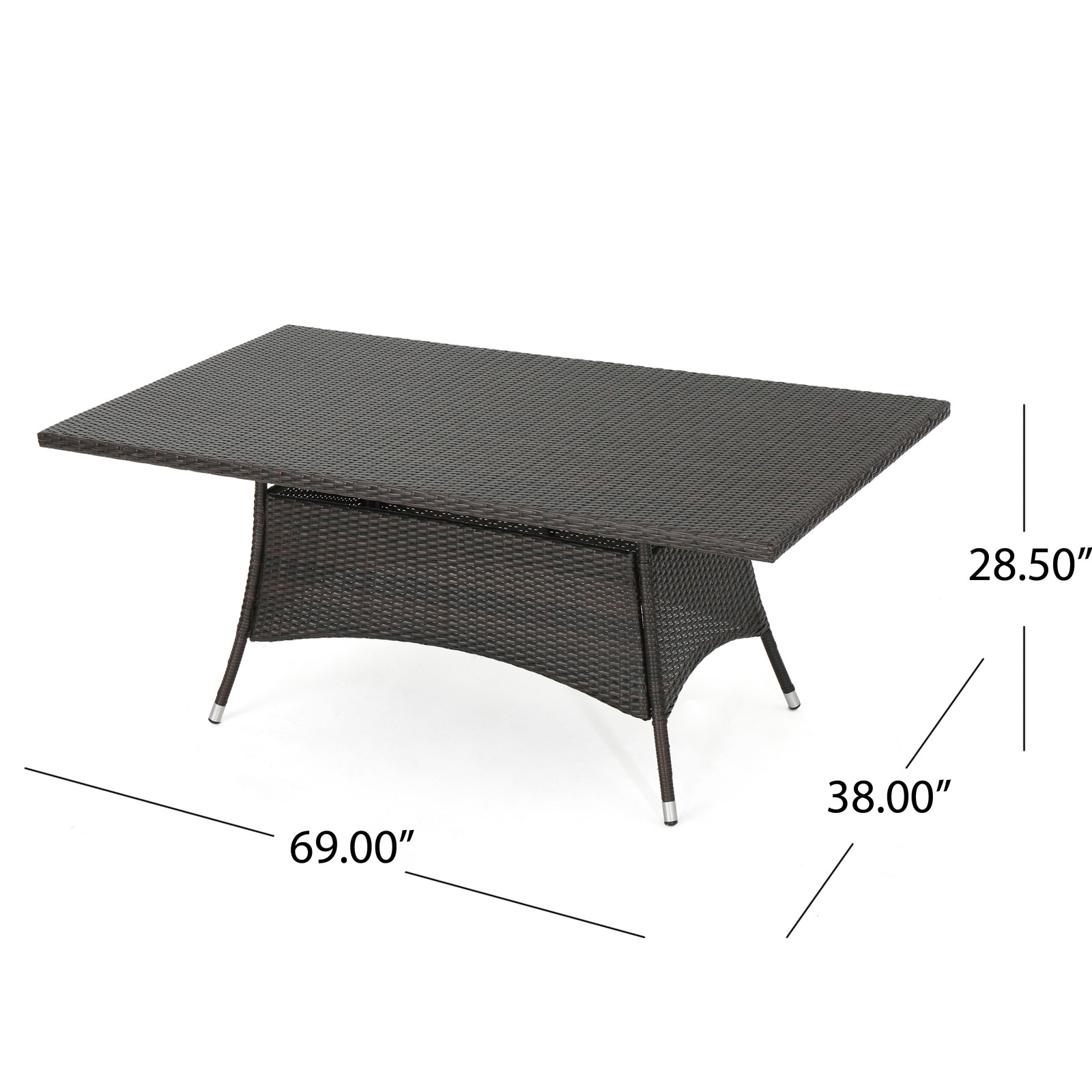 CORSICA Rectangular Outdoor Dining Table Brown PE Rattan Wicker Iron Frame