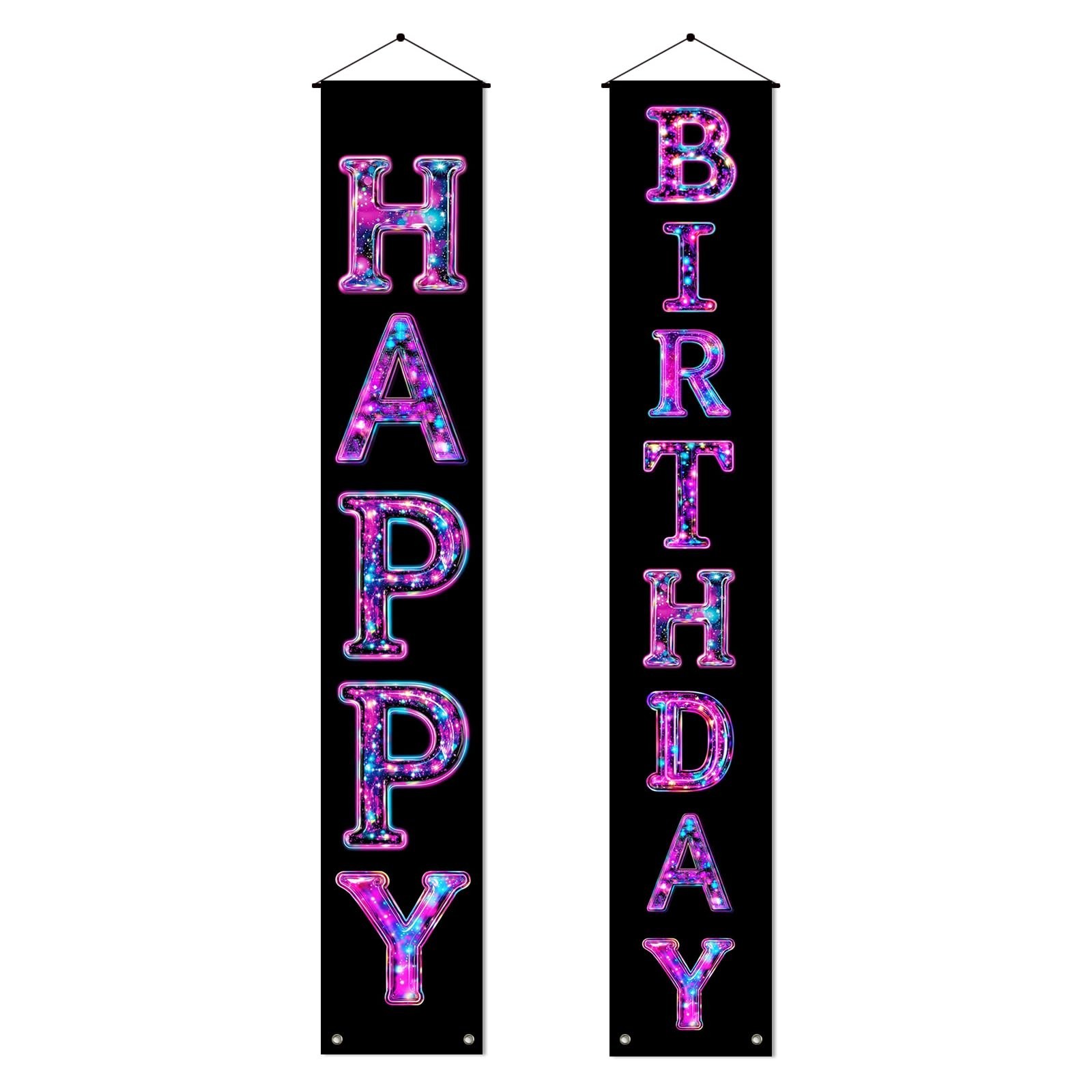 BlissYard Happy Birthday Banner Set 71 x 12 Inch Vertical Birthday Door Banne...