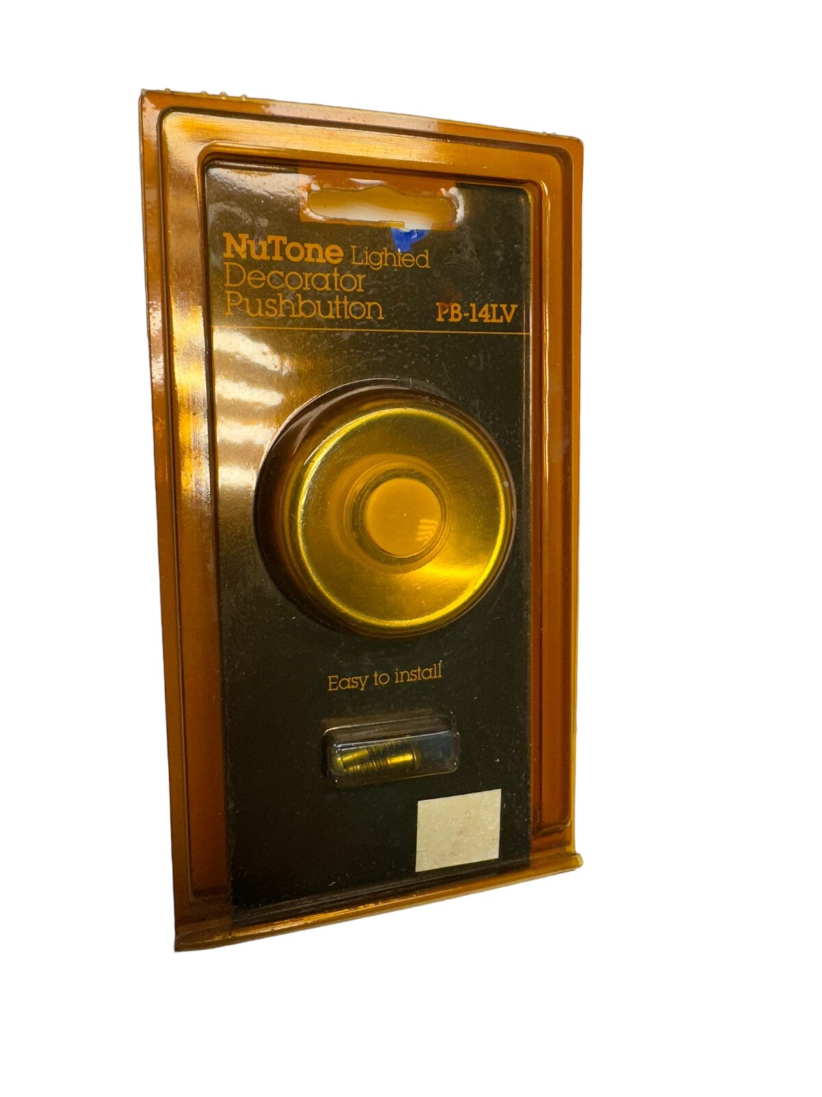 NuTone PB-14LV Pushbutton Lighted Door Bell - Gold Anodized, Vintage, NOS