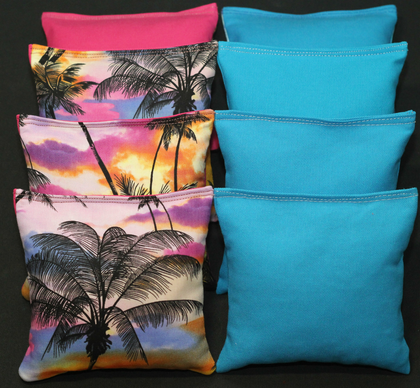 Palm Trees PARADISE Island CORNHOLE BEAN BAGS 8 ACA Regulation Tailgate Bags