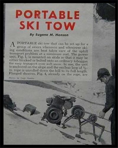 Portable Ski Tow 1949 How-To Build PLANS gas powered 3-5 hp