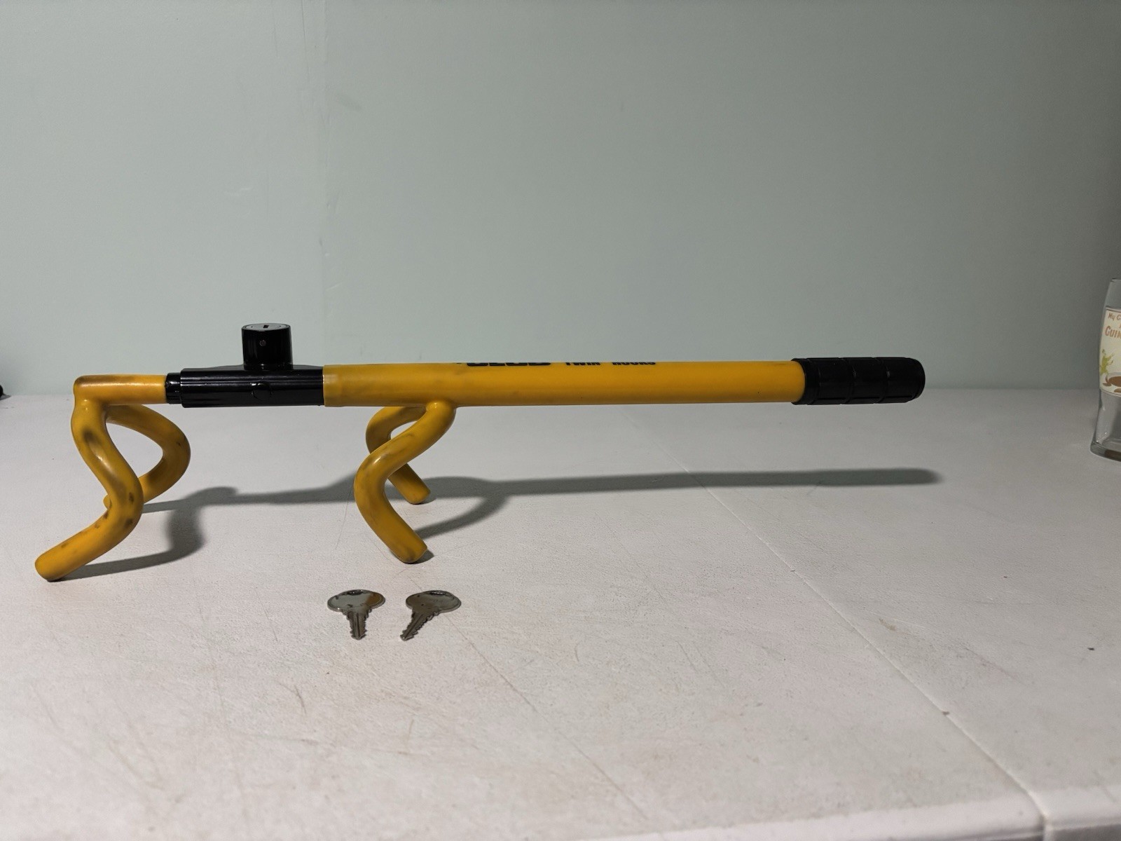 The Club 3000 Twin Hooks Steering Wheel Lock, Yellow 2 Keys