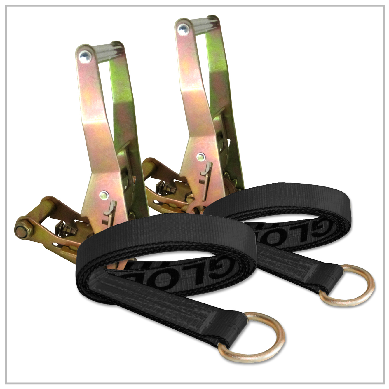 2 pack 2" x 8' ft Lasso Strap Tie Down D Ring Cinch Ratchet Assembly Tow Trailer