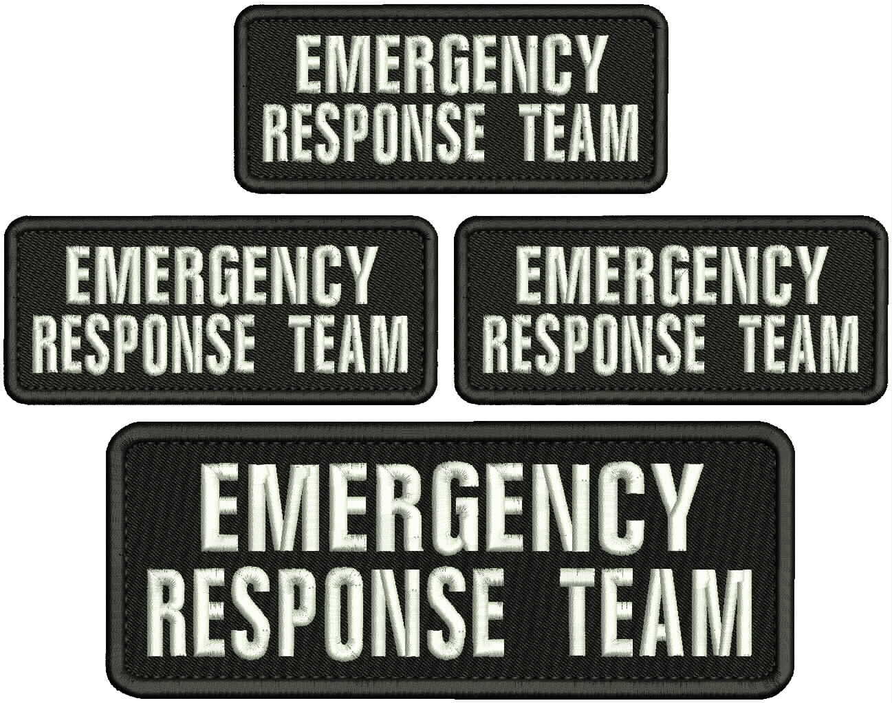 E RESPONSE TEAM 4 EMBROIDERY PATCHES 3X8 & 2X5 HOOK ON BACK BLK/WHITE