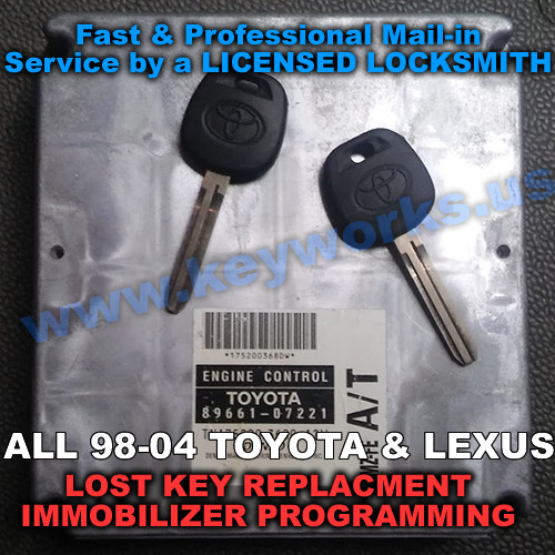 TOYOTA & LEXUS mail in ECU FLASHING & lost key replacement. 2 new keys included!