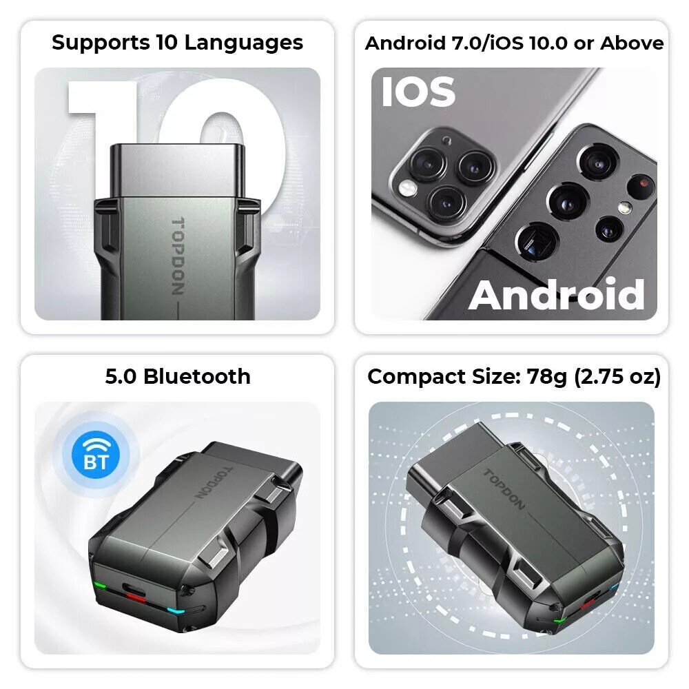 2025 TOPDON Topscan PRO OBD2 Scanner Code Reader Key Coding Diagnostic Wireless