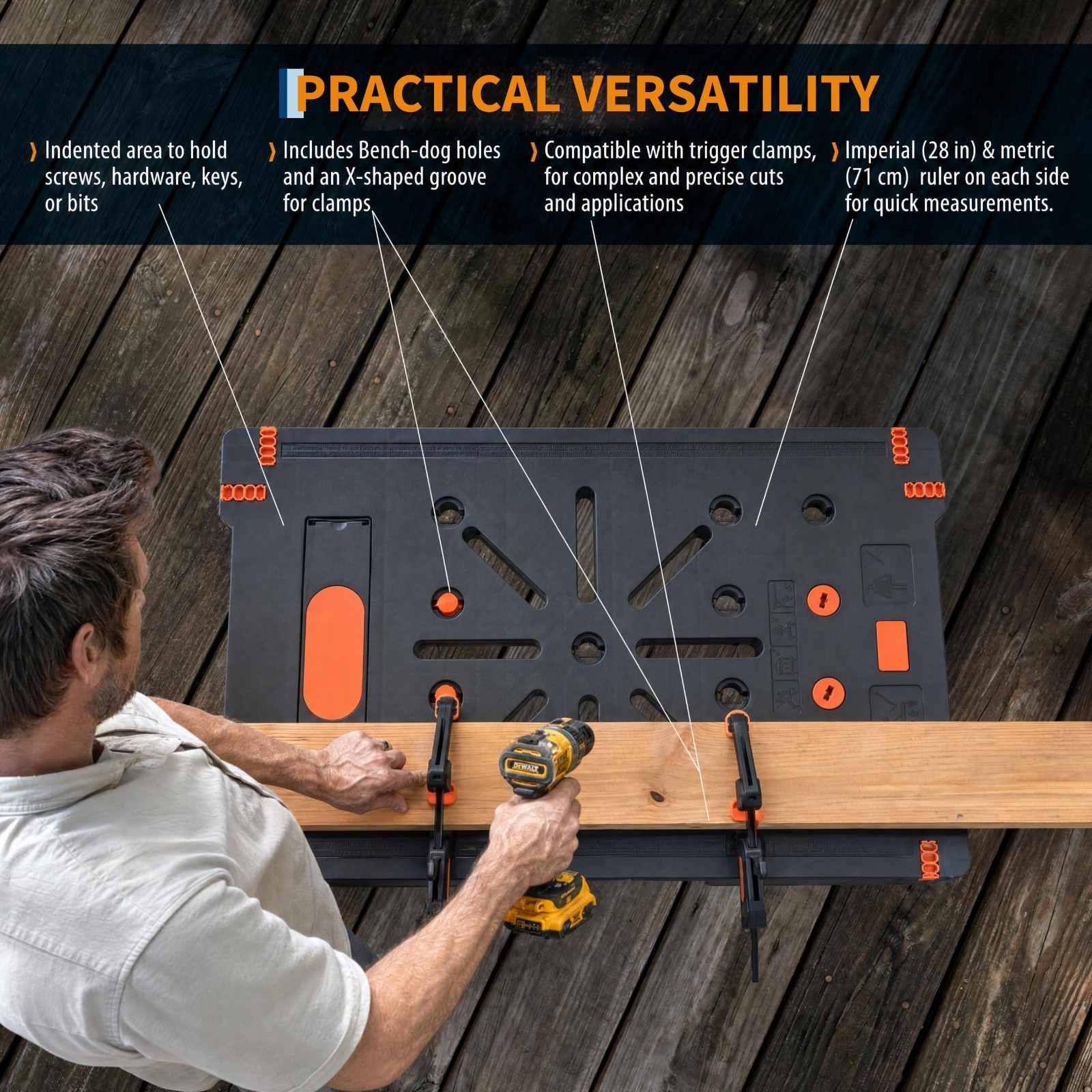 2-in-1 Folding Work Table & Sawhorse, Portable Workbench with 300 Lbs Load Capac