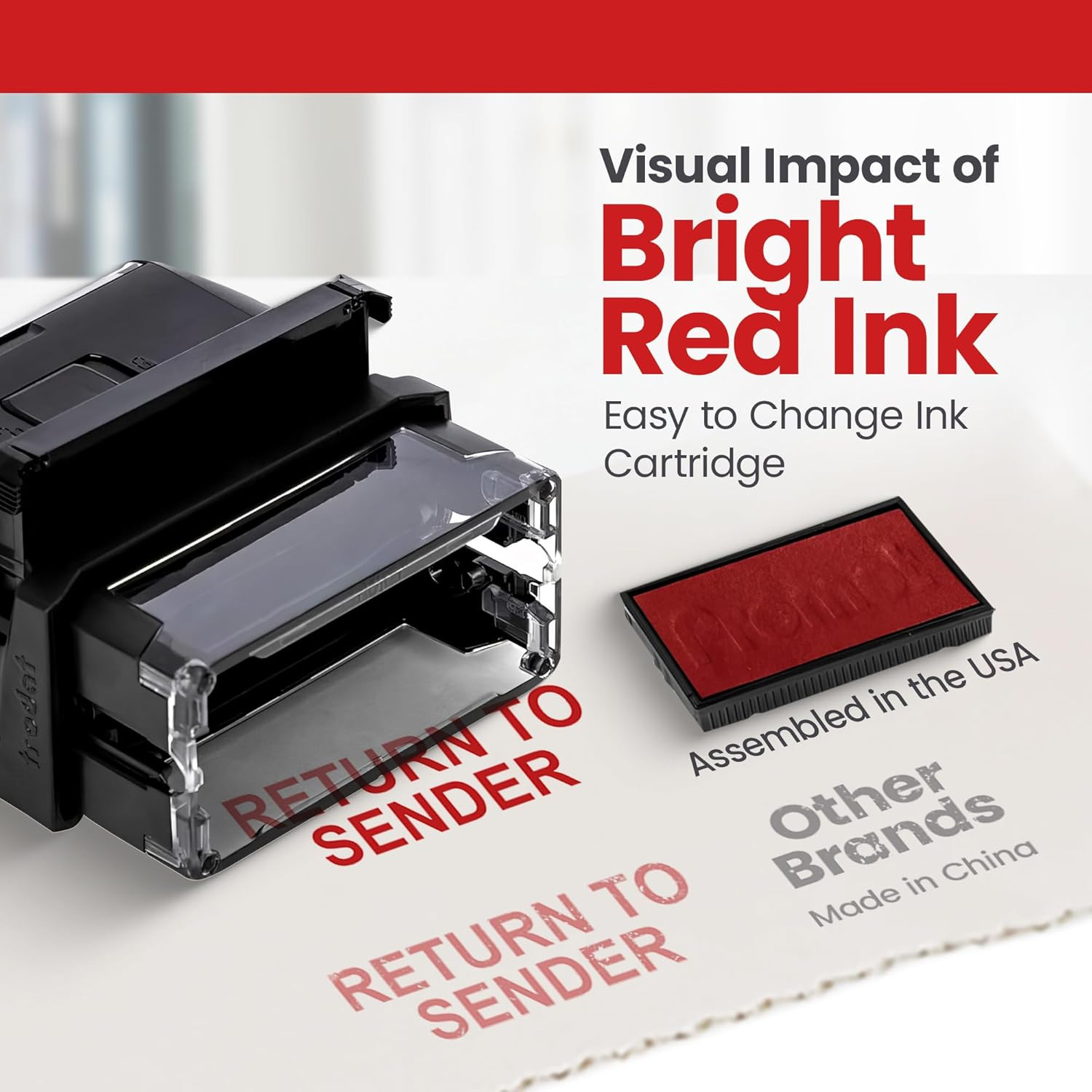 Return to Sender Self Inking Rubber Stamp - Refillable Business Stamper - Work,