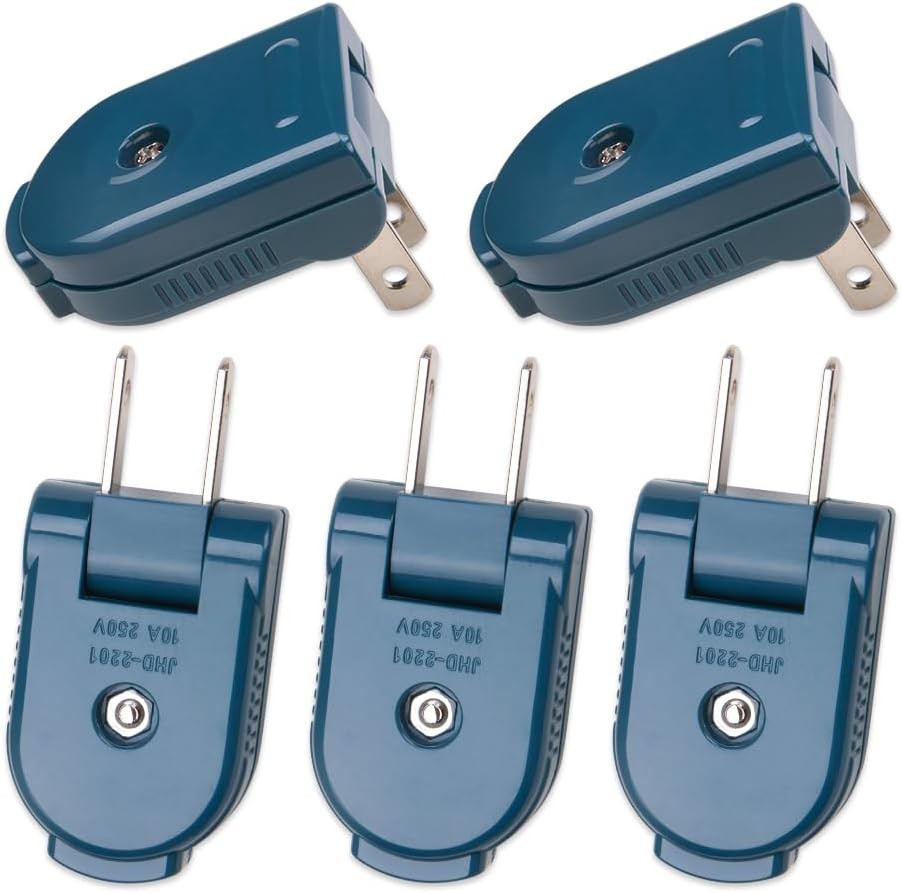 ZORZA 5Pcs 2 Prong Extension Cord Plug Replacement Rotatable Electrical Plug,15A