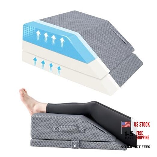 Grey Memory Double Leg Wedge Pillow with Adjustable Height for Elevation