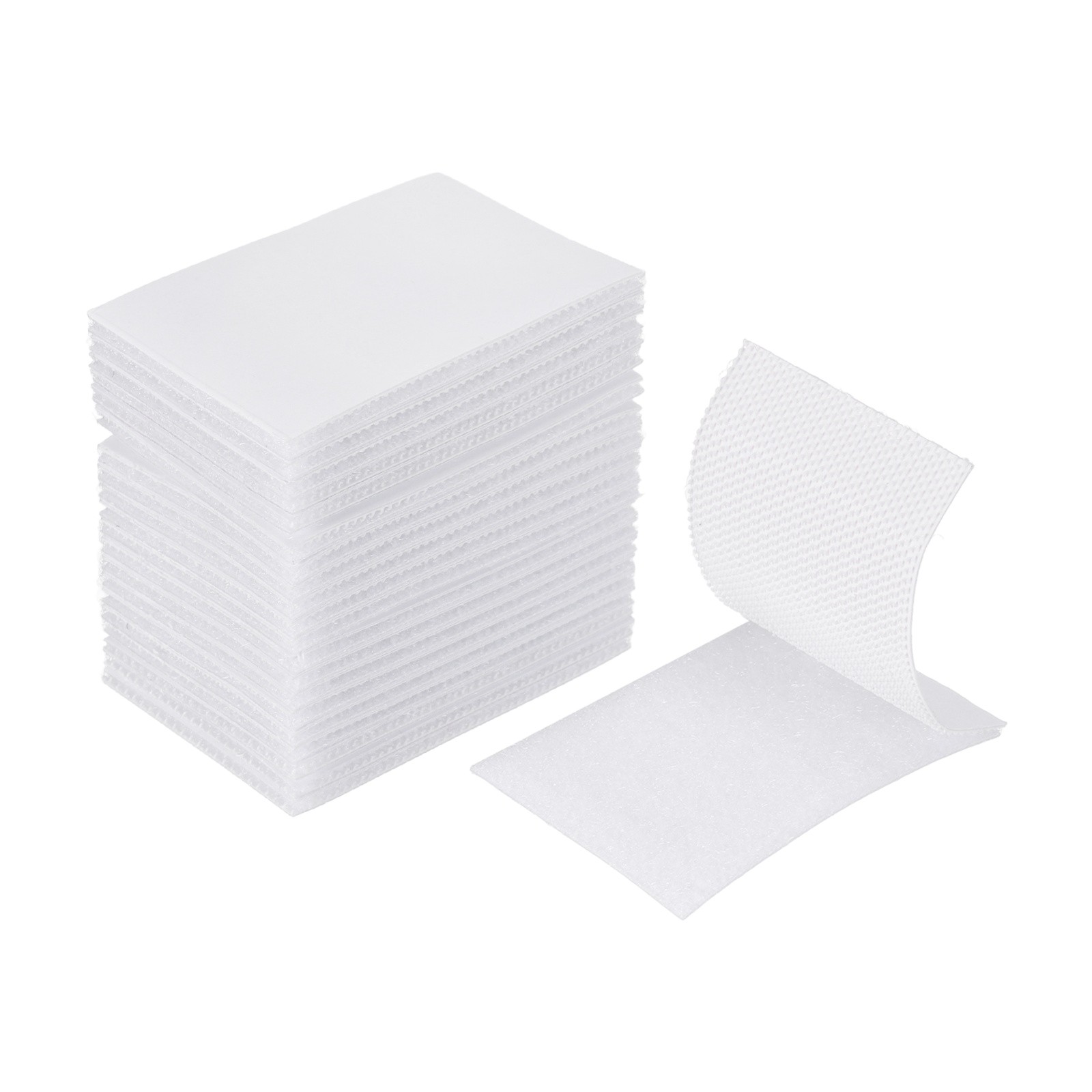 20 Pcs 1.6 x 2.4 Inch Hook and Loop Tape with Adhesive for Home Office, White