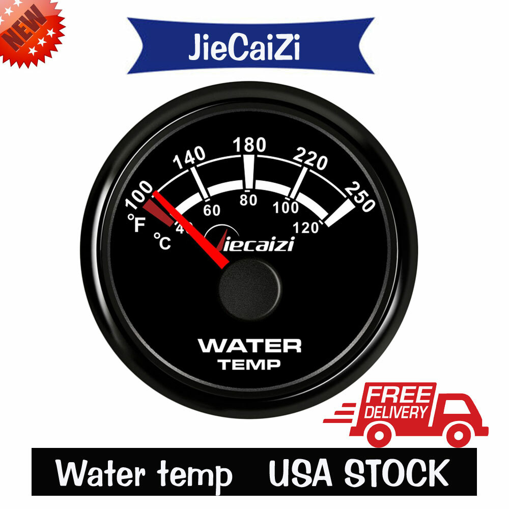 Jiecaizi 52mm water temp gauge 40-120C 100-250F blue led temp sender USA STOCK