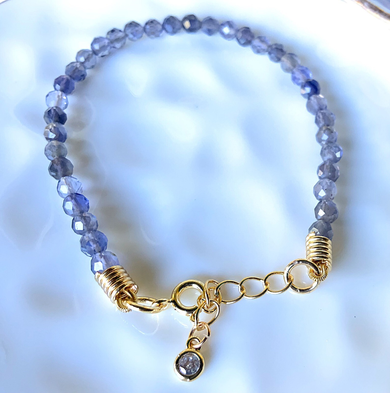 IOLOITE MINIMALIST 3mm gemstones adjustable extension chain gift idea
