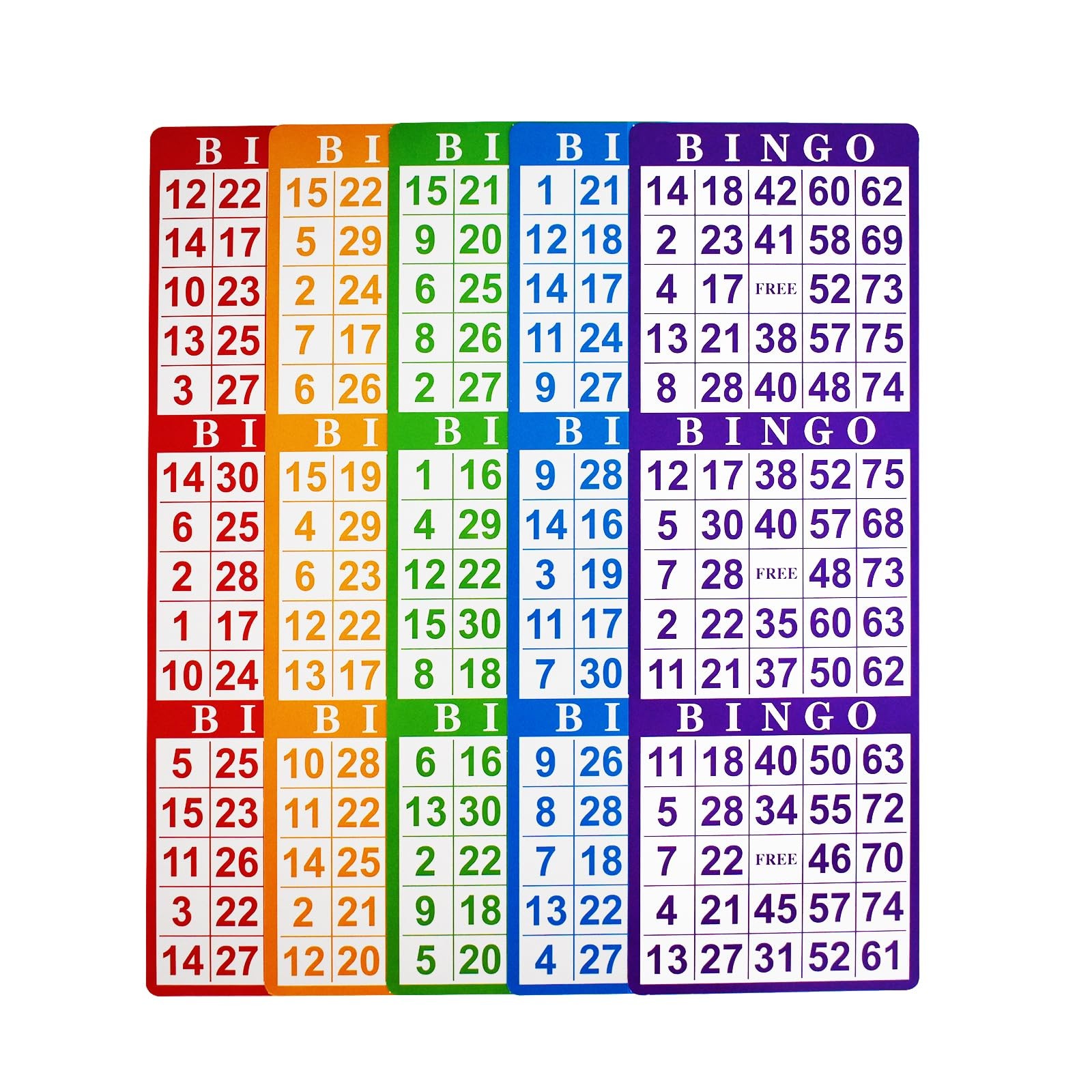 Yuanhe Bingo Paper 4.1 x 12.1 x 0.012 inches, Red Yellow Blue Green Purple