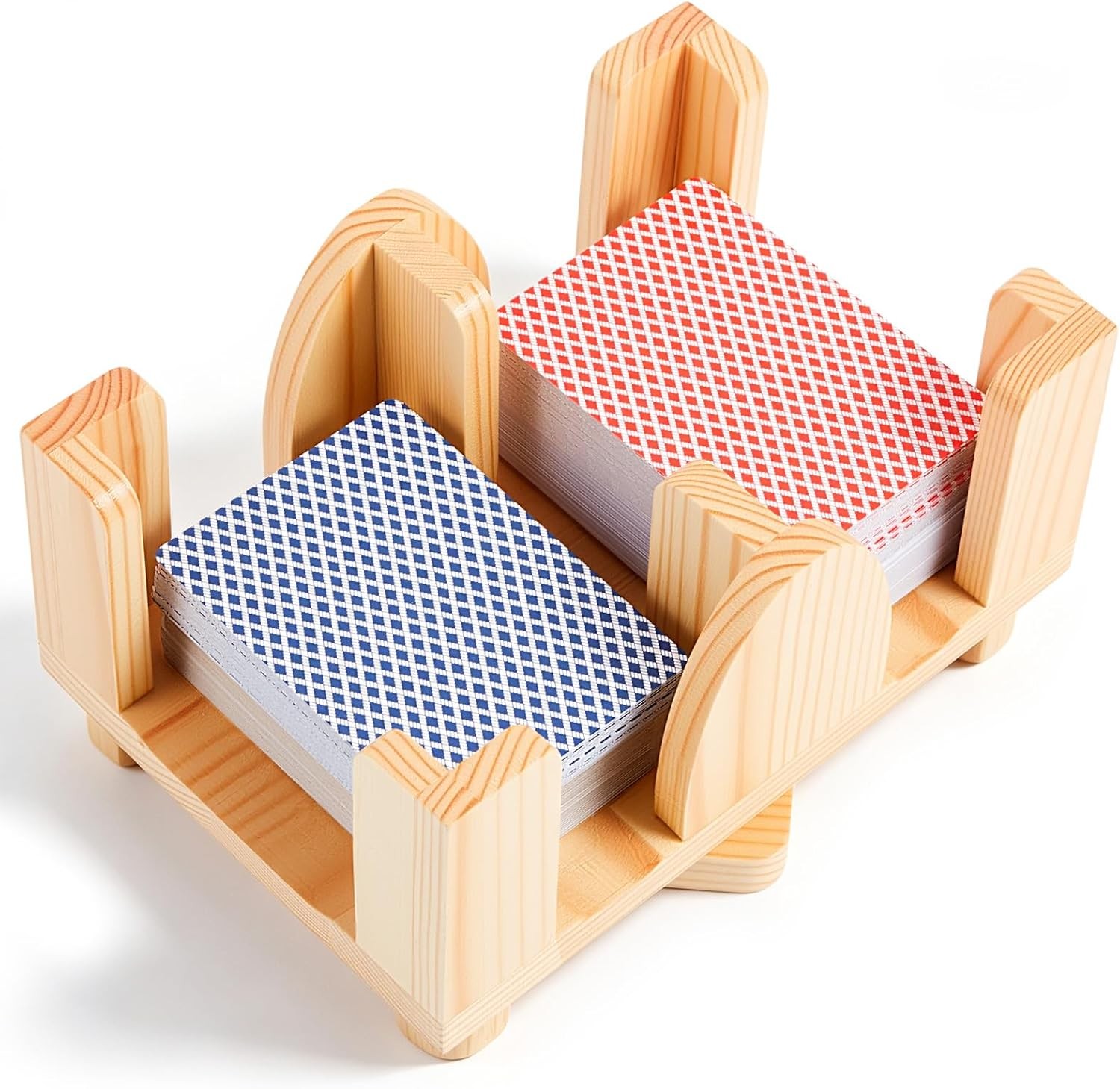Upgraded 6 Decks Wood Playing Card Holder 360° Rotating, Canasta Card Holder ...