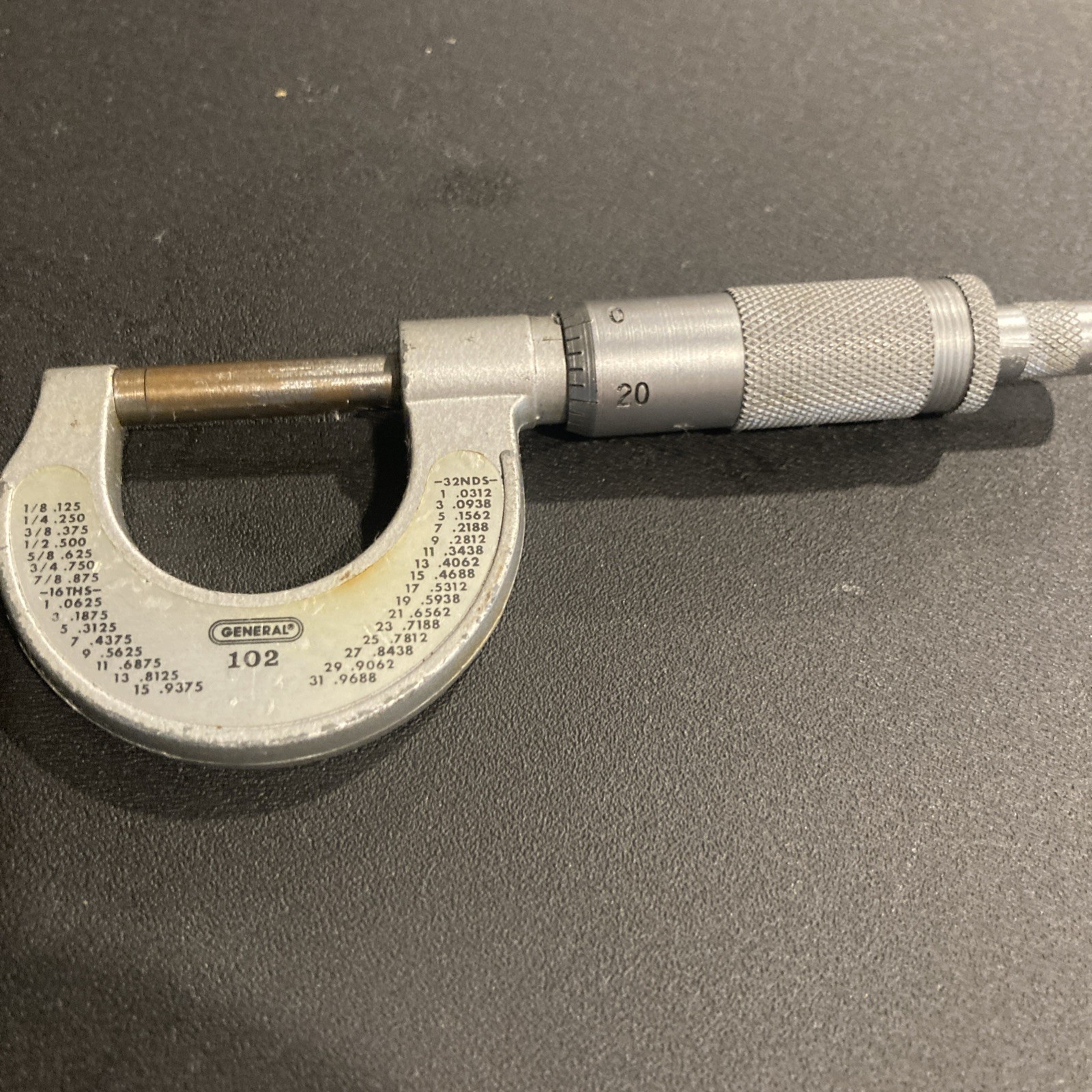 Vintage General No. 102 Outside Micrometer 0-1 Inch x .001 Machinist Tool - USA