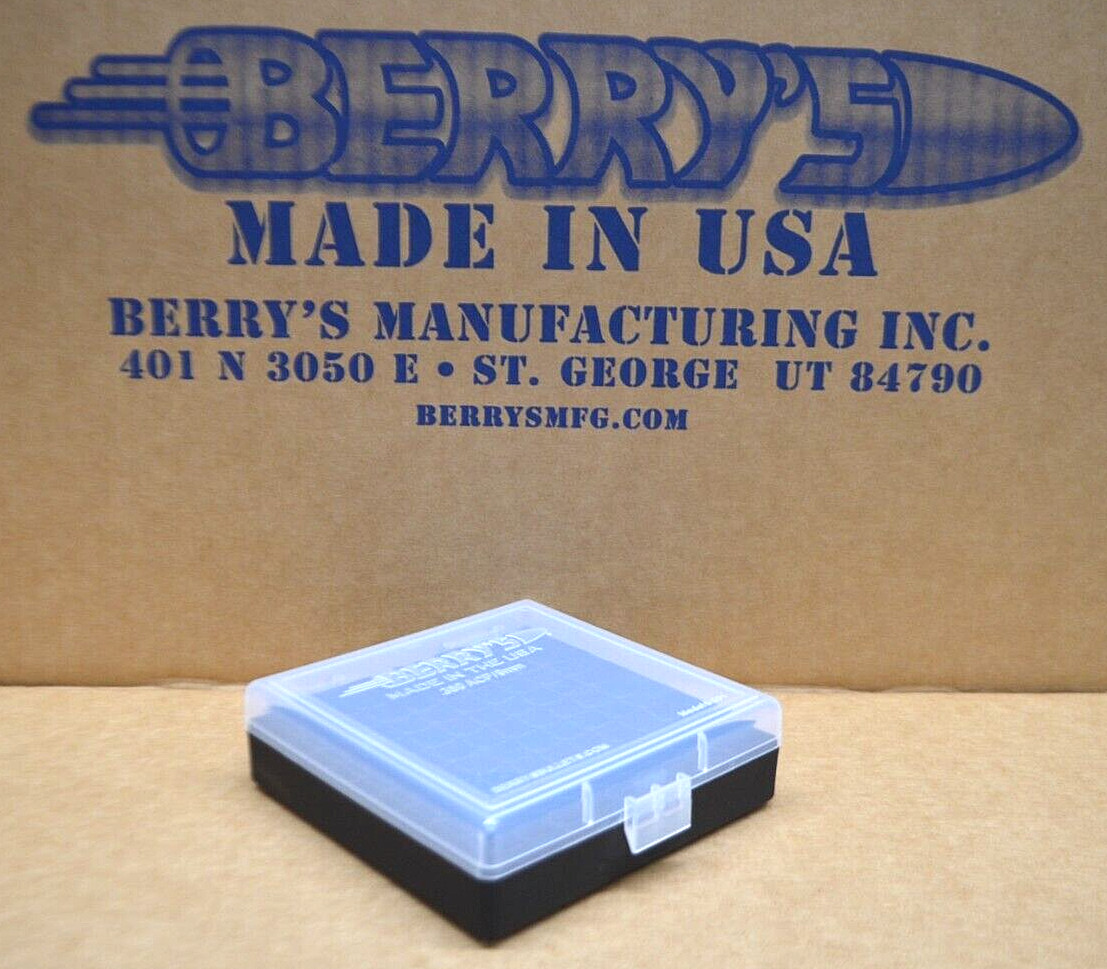 9mm / 380 - 100 round ammo case-box ( CLEAR / BLACK) Berry 9 mm BUY 3 GET 1 FREE