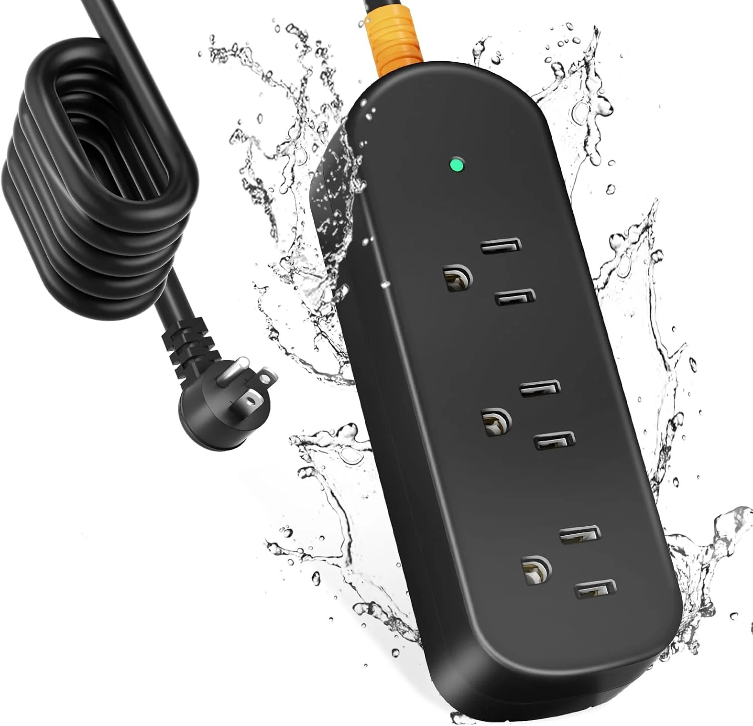 Outdoor Surge Protector Power Strip Weatherproof, 3 FT Extension Cord Outdoor Po