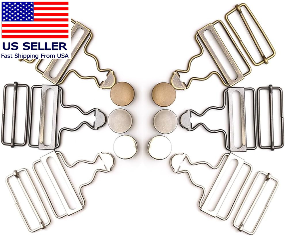 Overall Buckles, 38Mm Metal Suspender Replacement Buckles with No-Sew Buttons fo