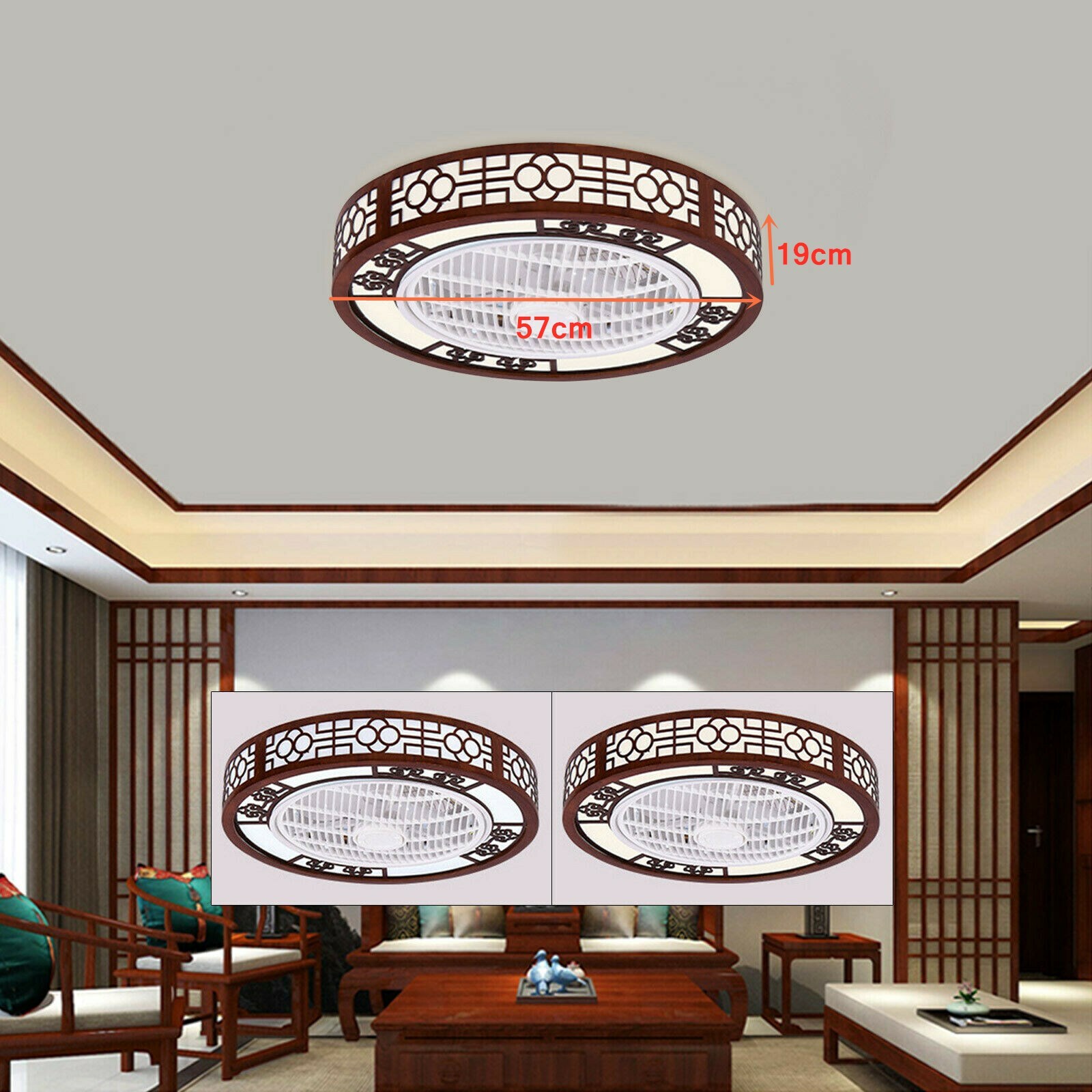 22" Modern Ceiling Fan Light LED Low Profile Chandelier Fan With Remote Control