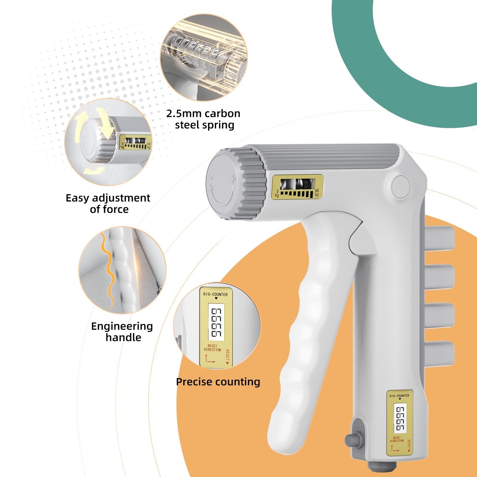 Hand Grip Strengthener with Counter, Digital Hand Dynamometer Grip Strength Meas