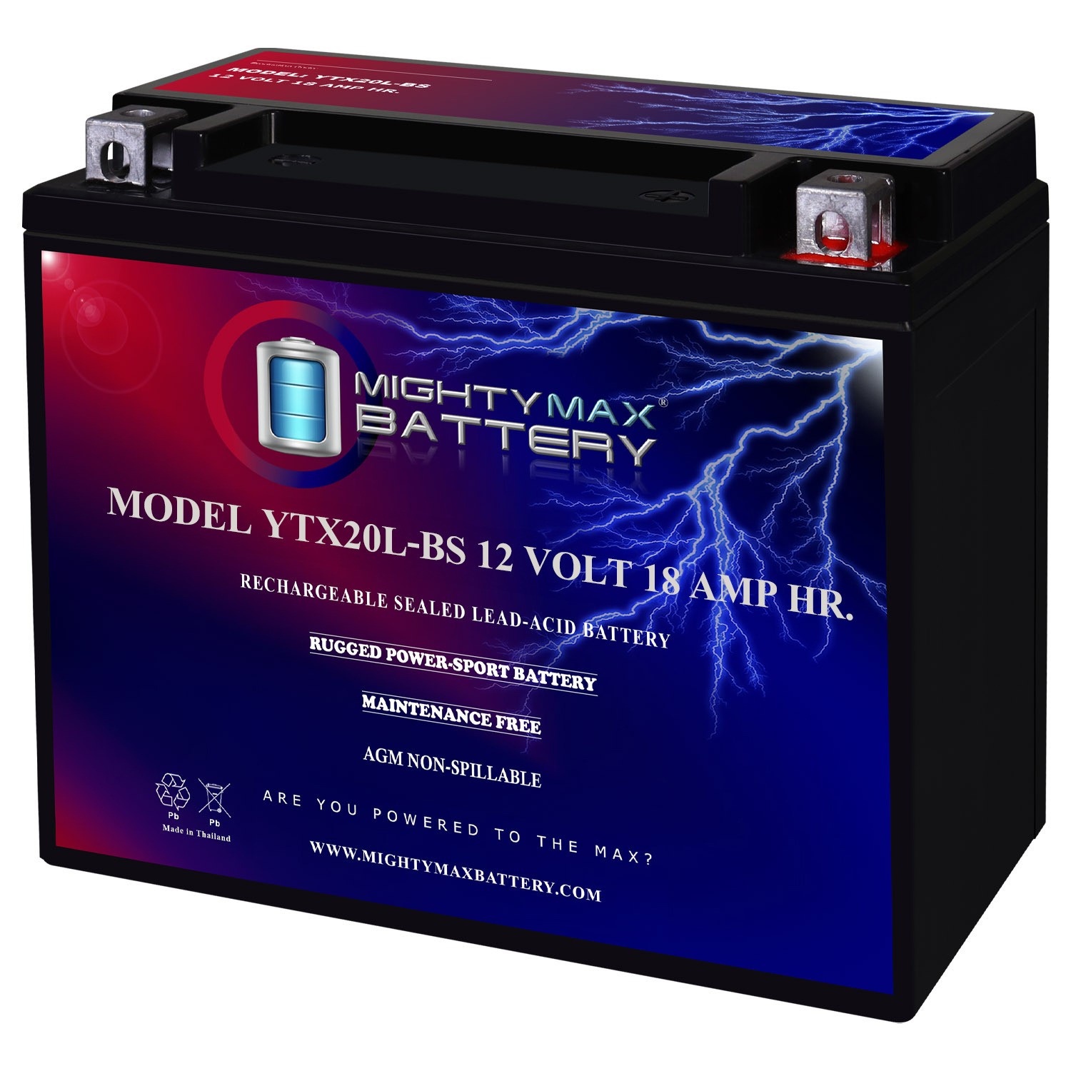 Mighty Max YTX20L-BS Replacement Battery for Deka ETX16L, ETX20L Battery