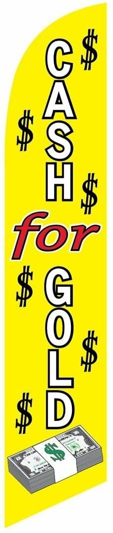 Cash for Gold Feather Banner Swooper Flag -No Wind Required- Replacement FLAG...