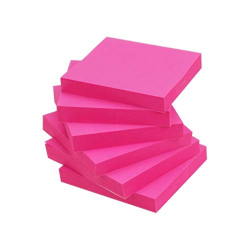 Sticky Notes 3x3 Self-Stick Notes Color 6 Pads, 100 Sheets/Pad Rose Red