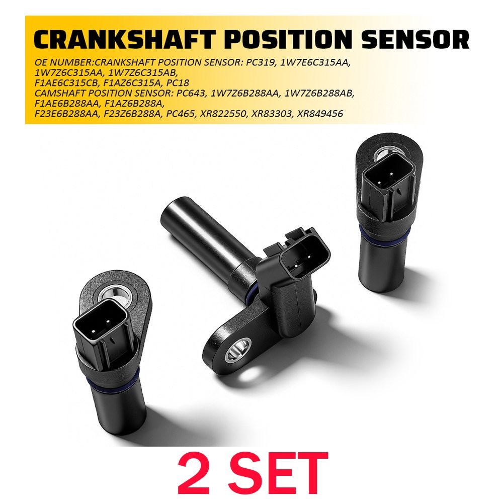 1W7Z6B288AB For E-450 Super Duty V10 6.8L SOHC 2003-2006 Cam & Crank Sensor 2Kit