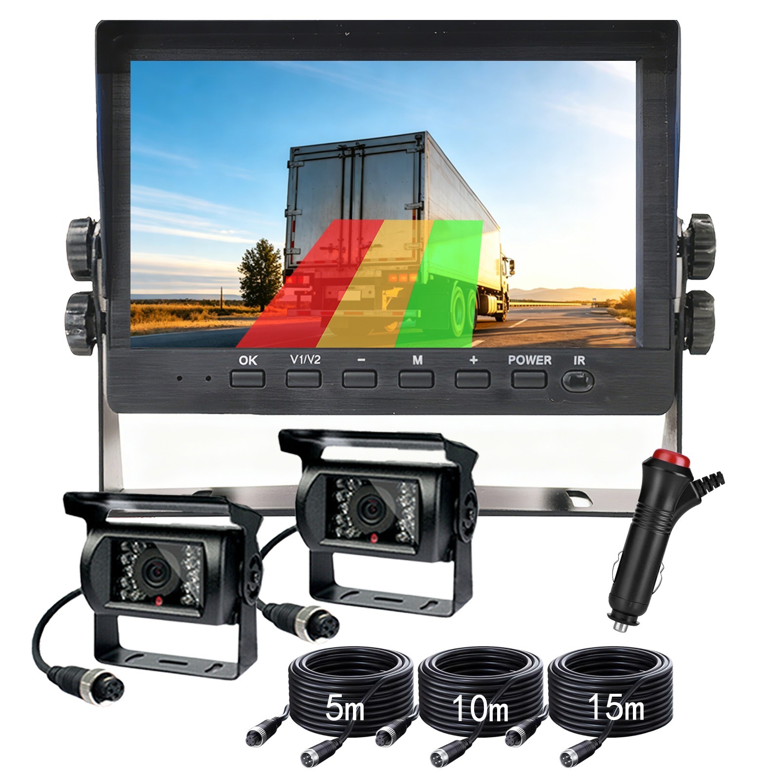 7" Monitor DVR 1080p Dual Cameras Truck/RV/Trailer Backup Assistance System