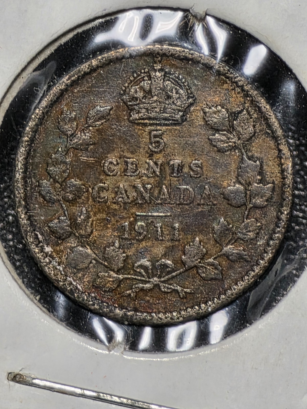 1911 Canada George V Silver 5 Cents #DR9