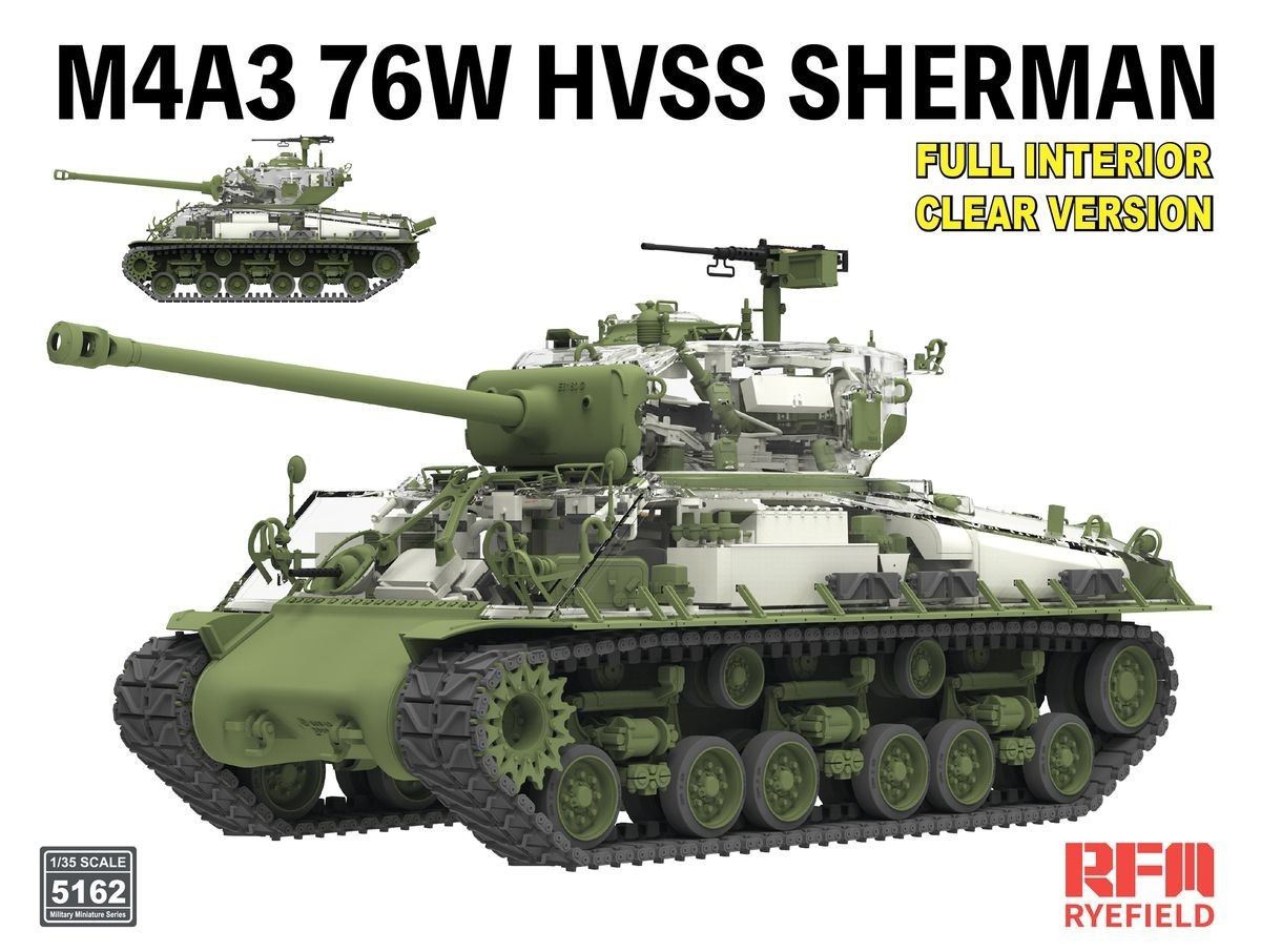 RYEFIELD MODEL RFM RM-5162 1/35 M4A3 76w HVSS Sherman w/Full Interior Clear Ver.