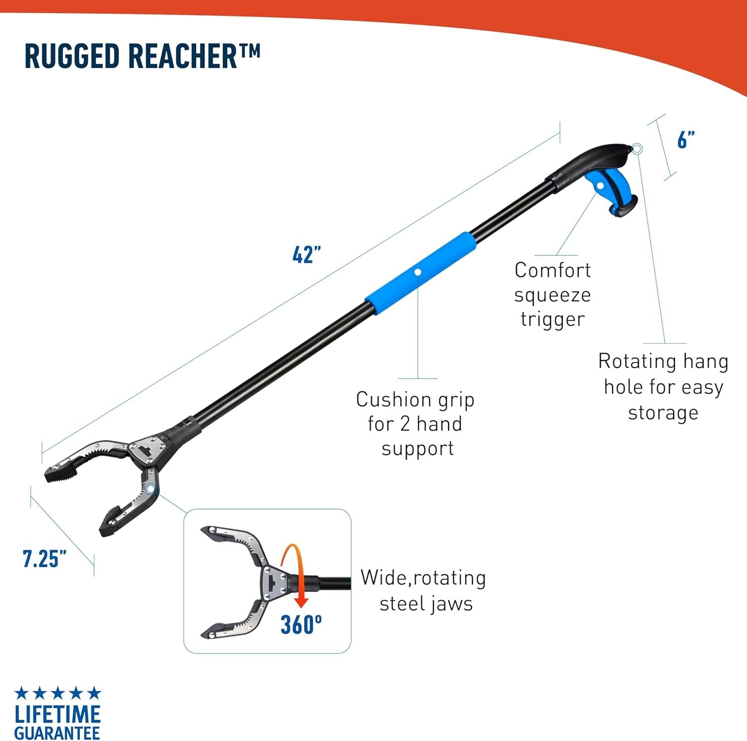 Versatile 42” Claw Grabber Tool - Optimal for Trash Pickup and Yard Cleaning