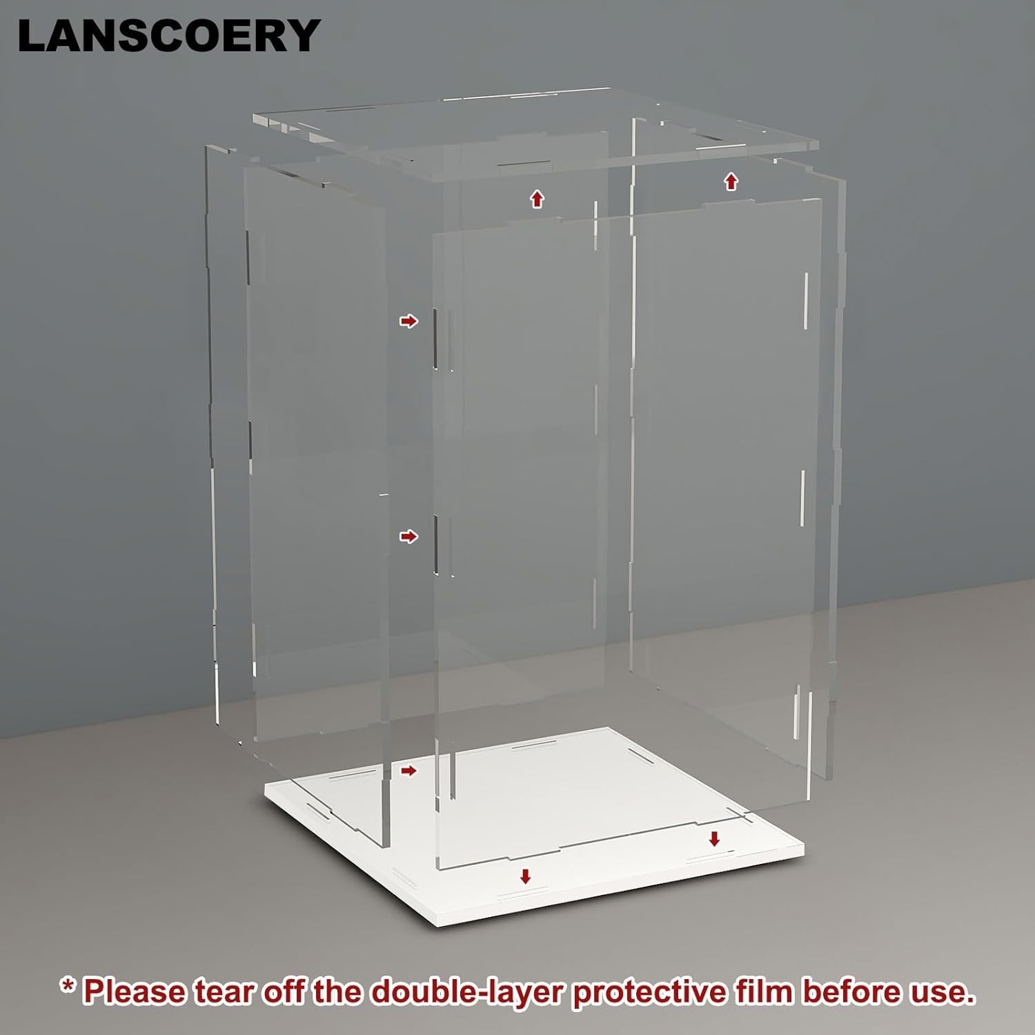 Compact Showcase Display Box with LED Lights & Dustproof Design - 4x4x6inch