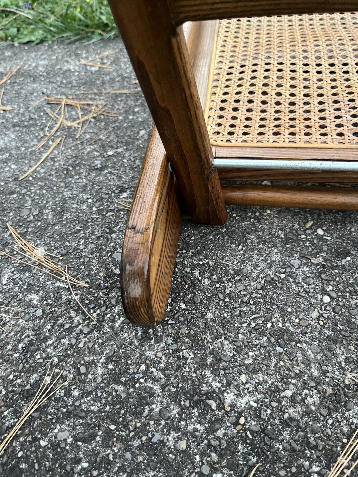 Vintage Folding Wood & Cane Canoe / Stadium Seat