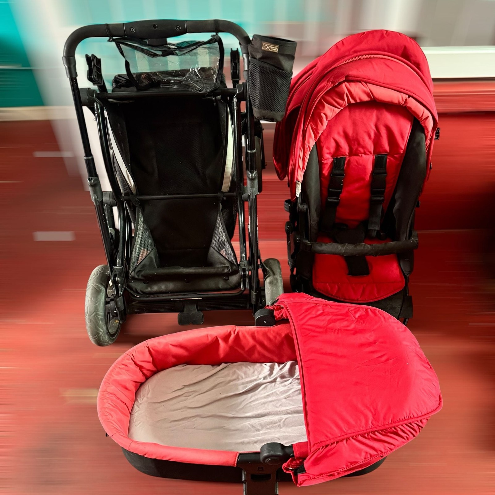 ABC Design Zoom Twin/Tandem Stroller in Red