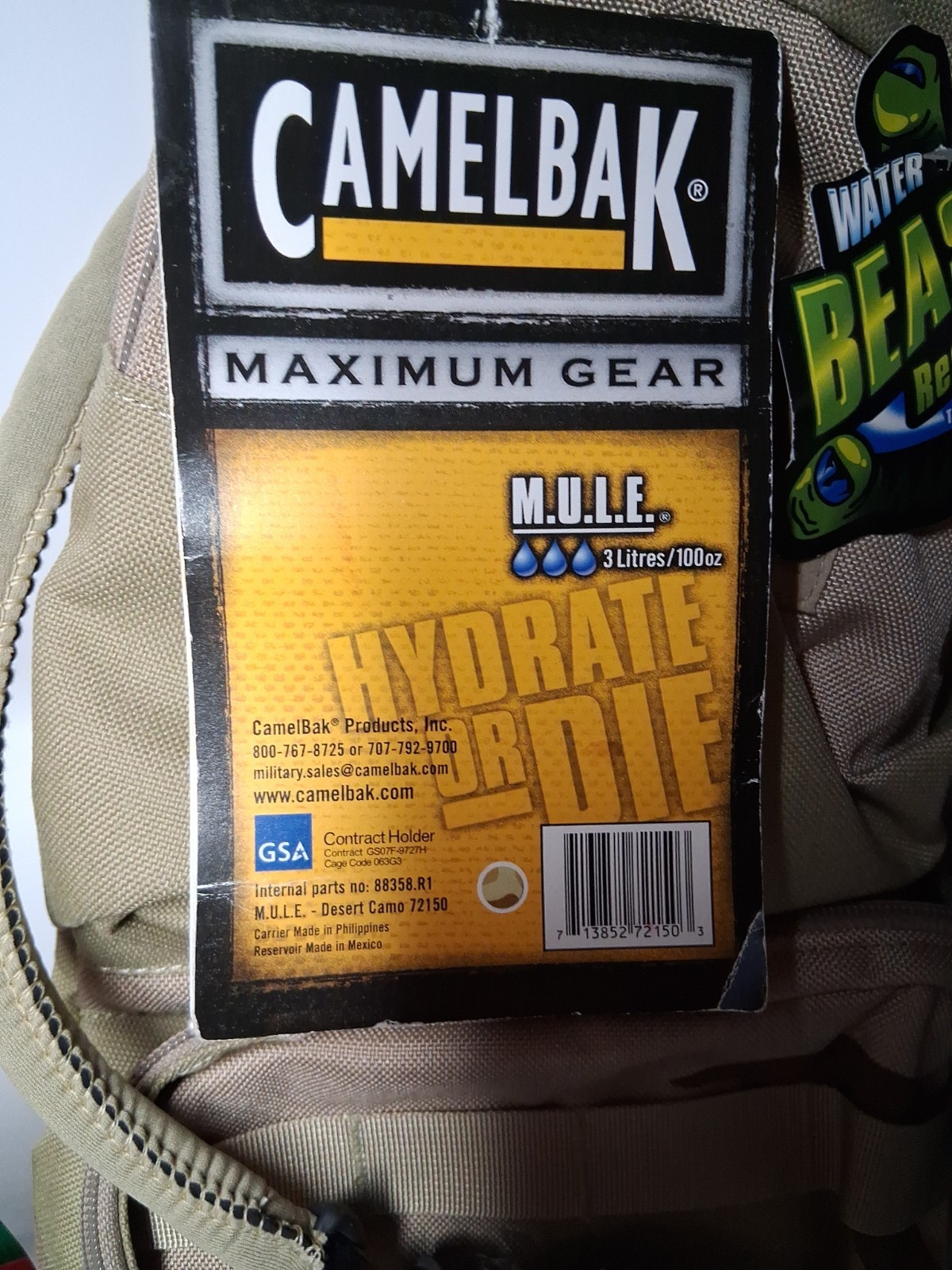 CAMELBAK MAX Gear MULE Hydration 3L 100oz BEAST Desert CAMO Backpack NWT