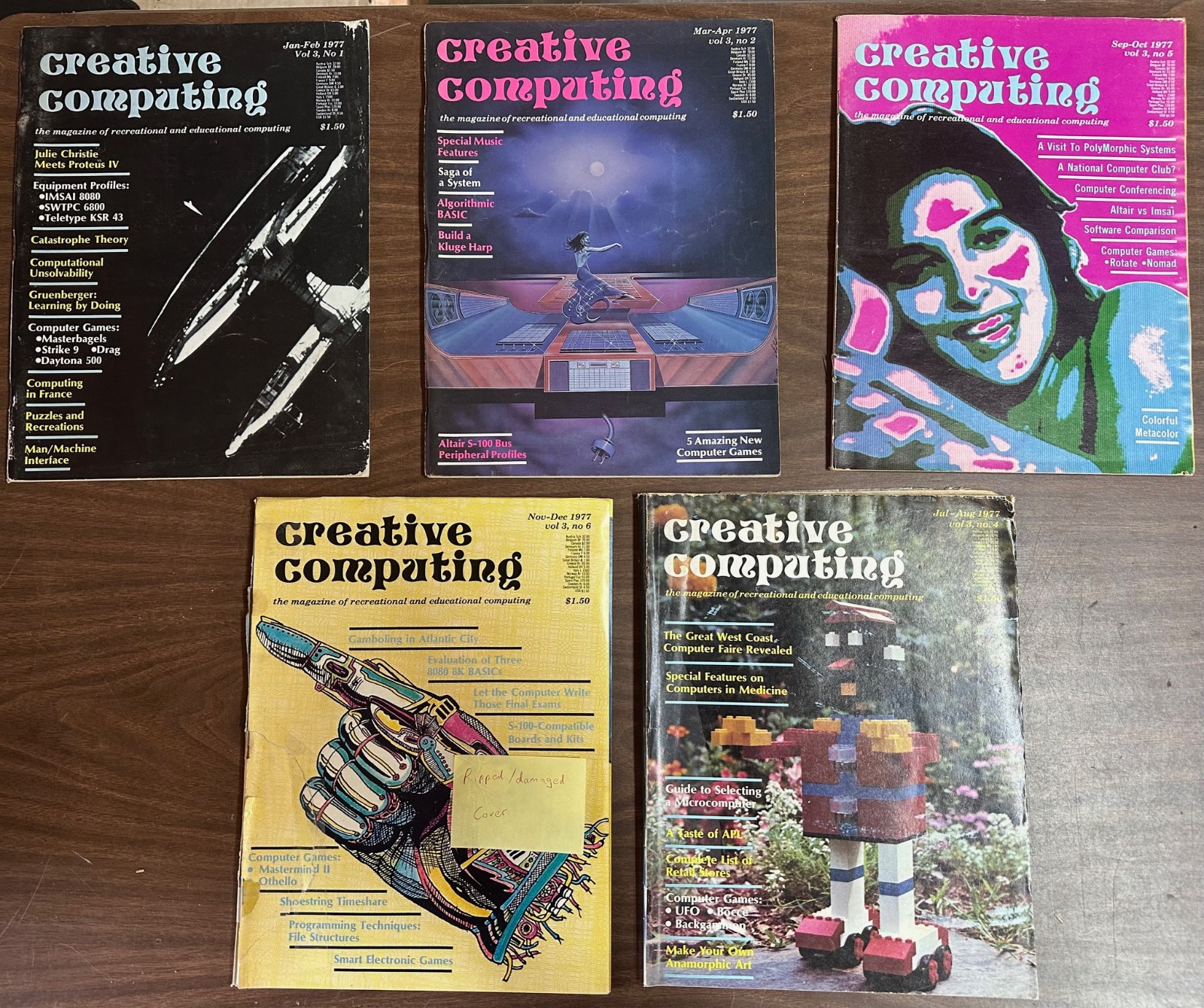 Vintage Creative Computing 1977 Magazine Lot of 5-Vol 3 No. 1,2,3,4 and 6