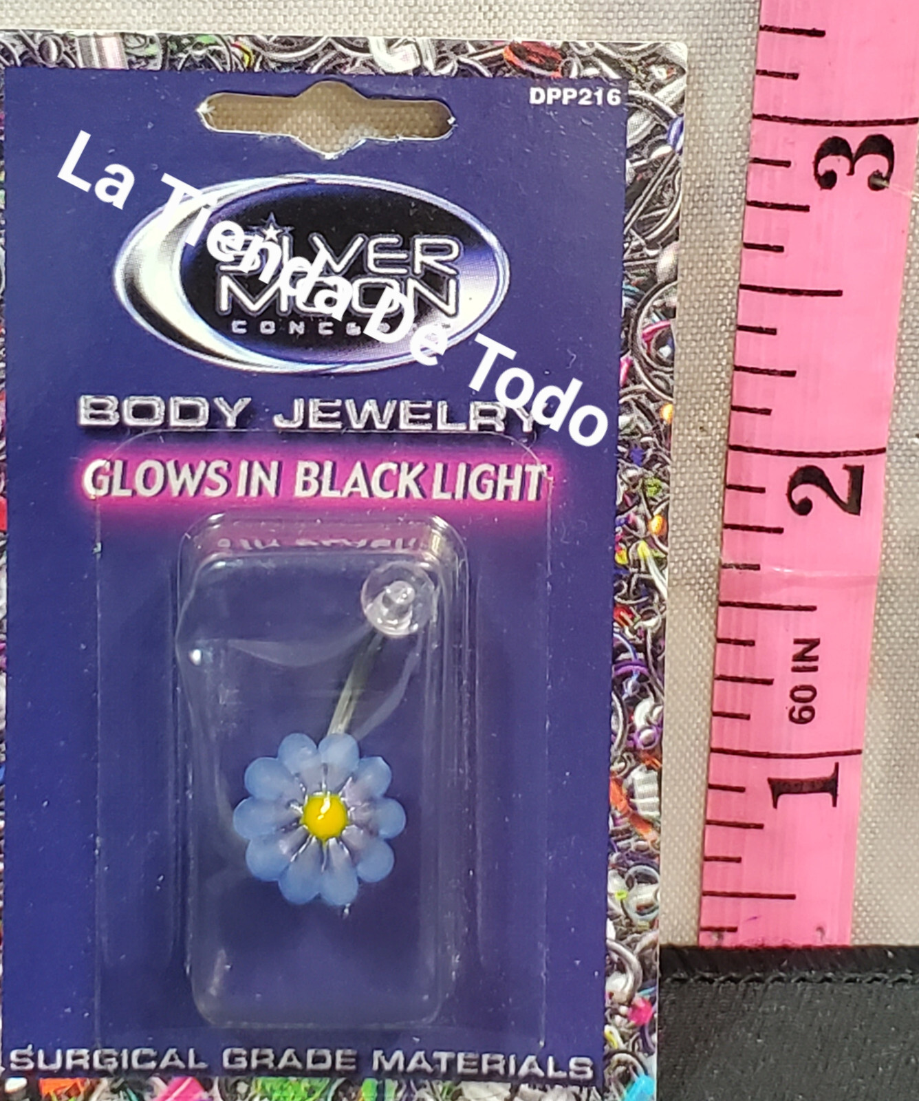 BODY JEWELRY BELLY BUTTON NAVEL RING GLOW IN BLACK LIGHT FLOWER READ