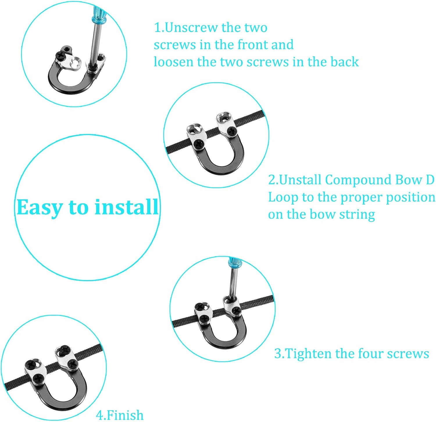 2 Sets Archery D Loop Compound Bow Metal U Nock D Ring Buckle Release Nocking Lo