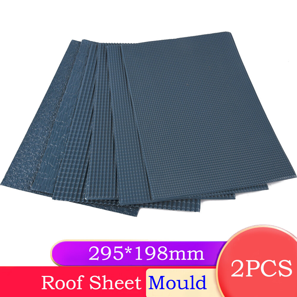 2x Roof Tile Sheet Mould Scale Model Scenery Textured Architecture 295 198mm