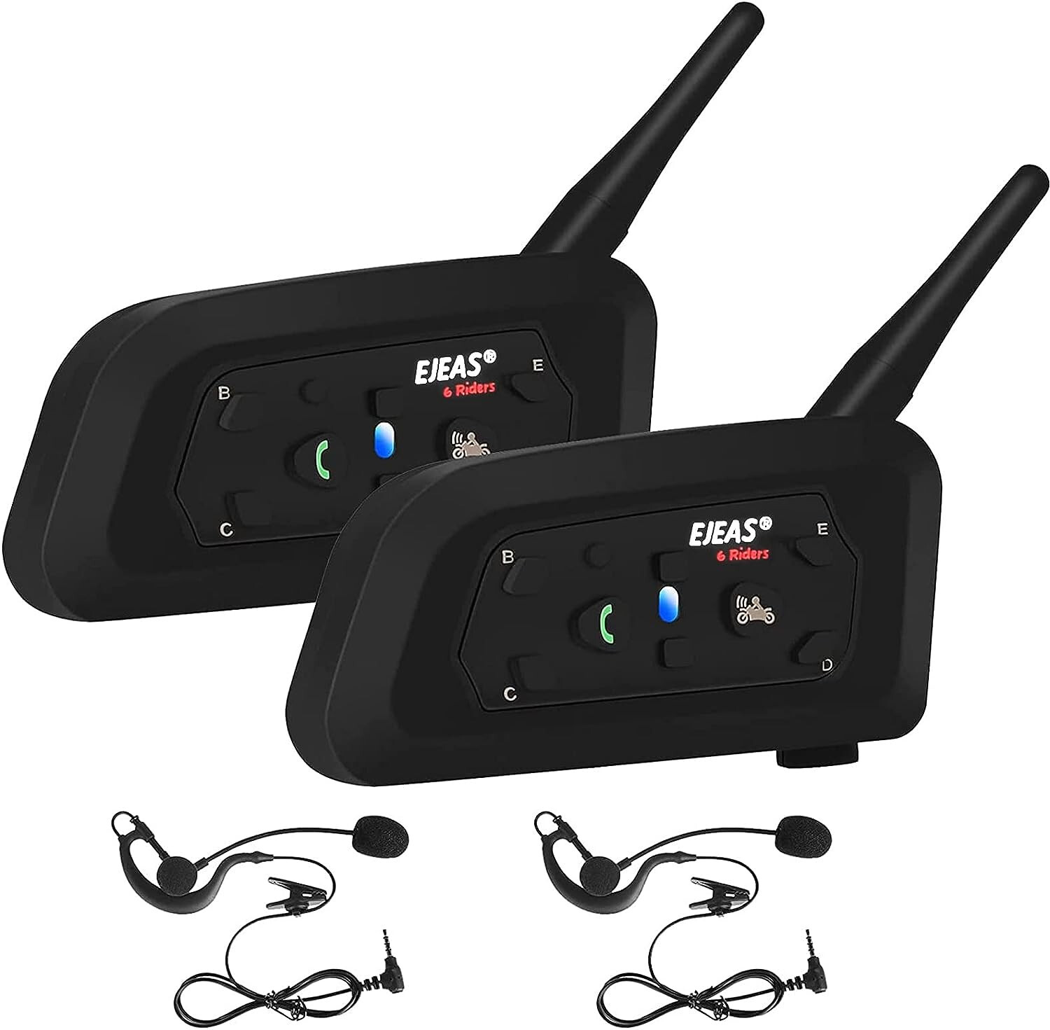 2 Set Full Duplex Sccocer Bluetooth Referee Intercom Headset Earpiece for 2 User