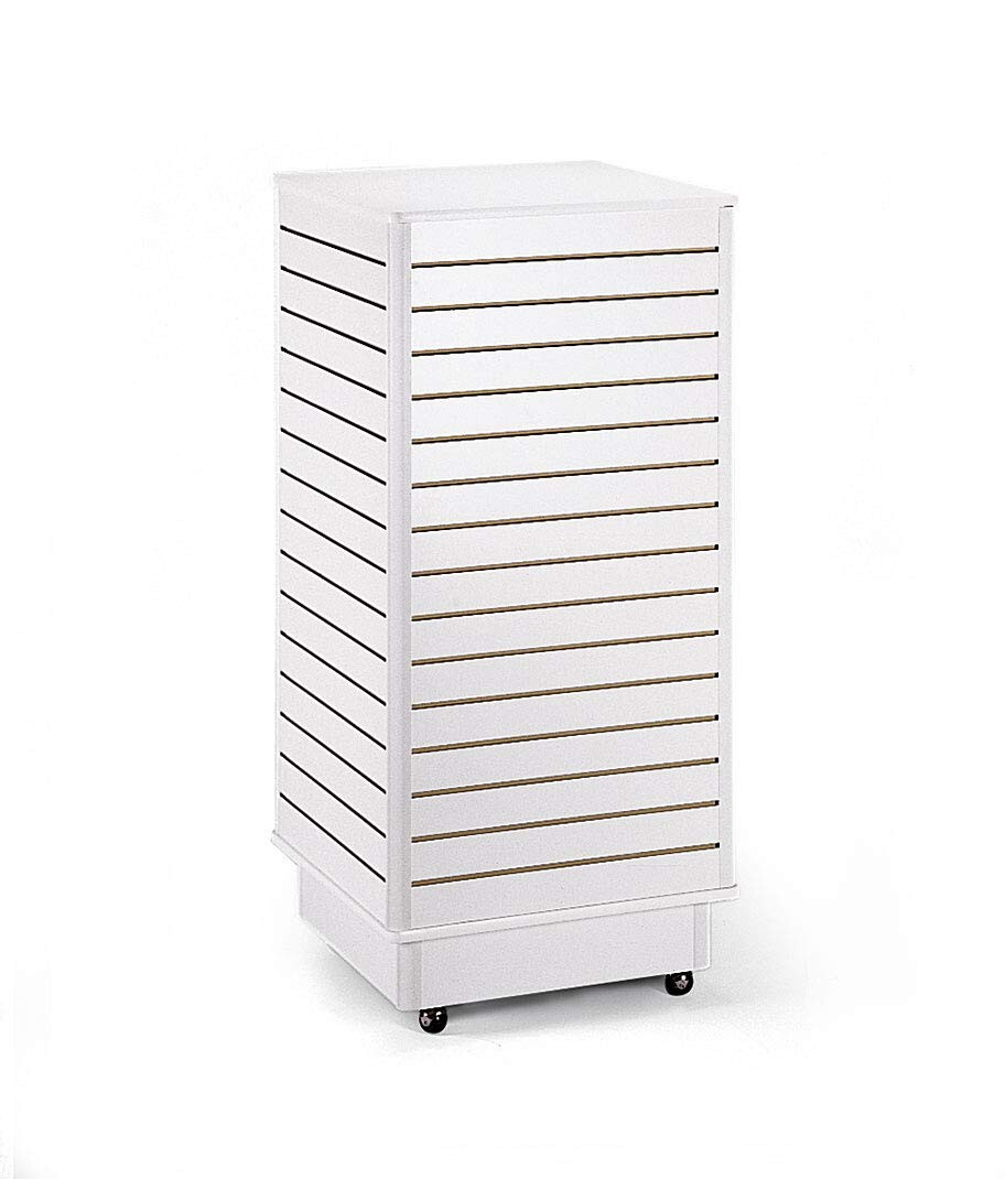 Slatwall Tower White Melamine Finish Casters Fashion Accessories Rolling