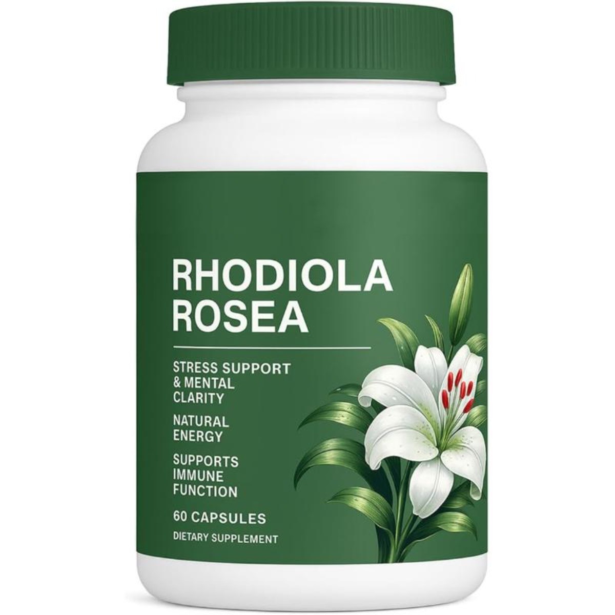 Floraviva Rhodiola Rosea 500mg Organic Extract - Stress Relief, Vegan, 60ct