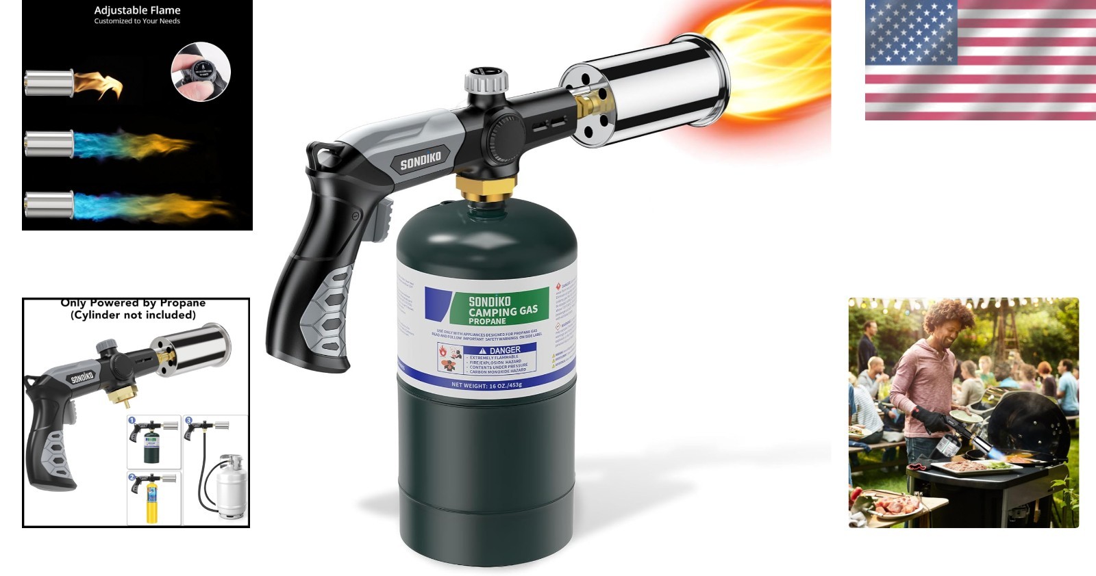 Culinary Propane Torch with Adjustable Flame for Versatile Indoor & Outdoor Use