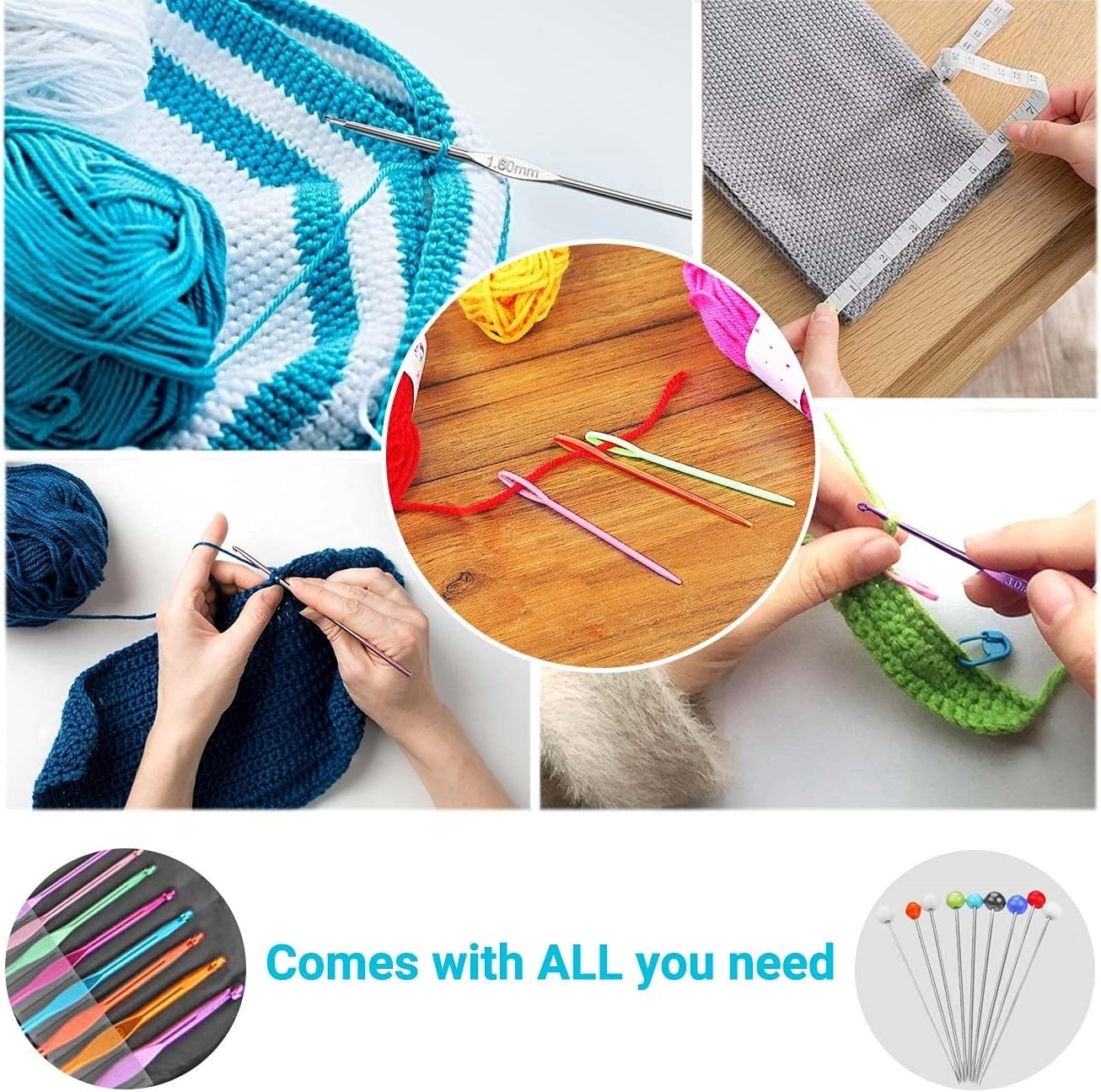 100-Piece Ergonomic Crochet Hook Set with Knitting Tools for All Skill Levels