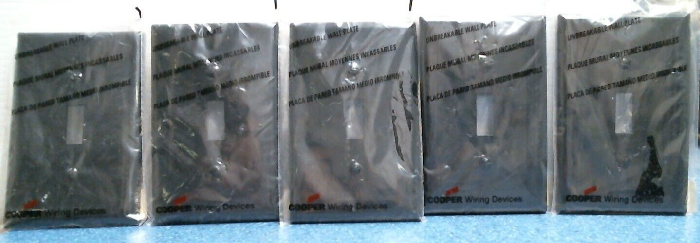 Cooper Wiring Devices Black Light Switch Covers LOT OF 5  (PJ1BK)  FS