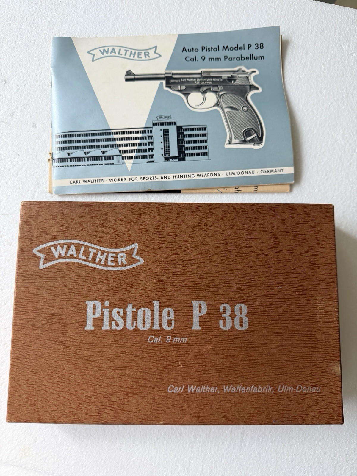 VTG Original Walther Case Pistole P38 German Empty Hard Case w/Manual